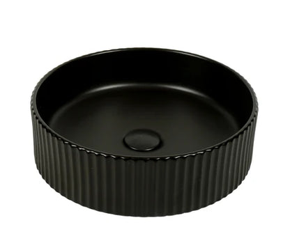 400*400*125mm Matte Black with Fluted Design Above Counter Basin