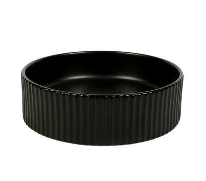 400*400*125mm Matte Black with Fluted Design Above Counter Basin