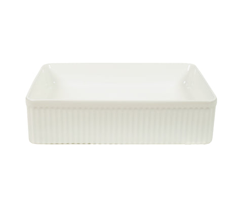 500*340*130mm Gloss White with Fluted Design Above Counter Basin