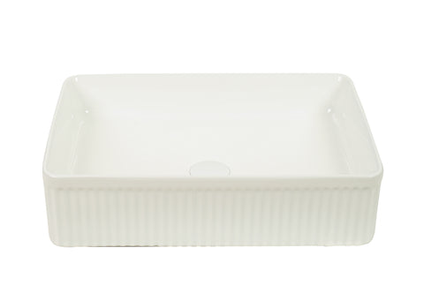 500*340*130mm Gloss White with Fluted Design Above Counter Basin