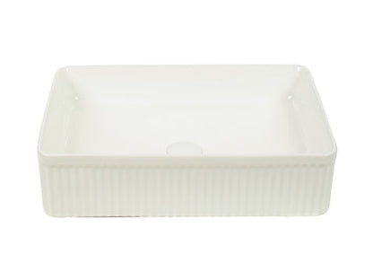 500*340*130mm Gloss White with Fluted Design Above Counter Basin