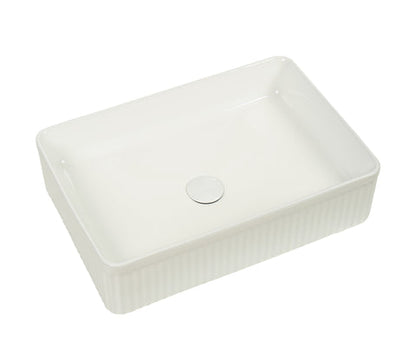 500*340*130mm Gloss White with Fluted Design Above Counter Basin
