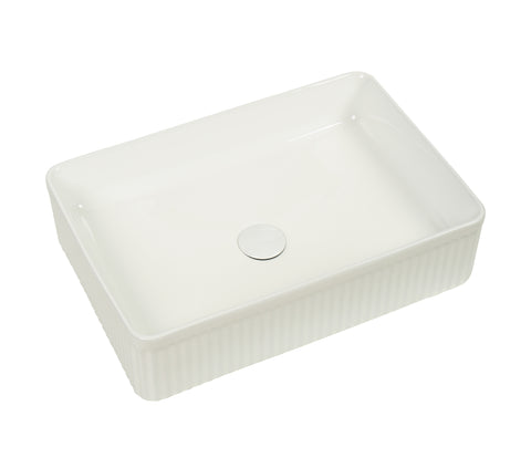 500*340*130mm Gloss White with Fluted Design Above Counter Basin