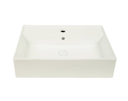 605*420*150mm Gloss White Wall Hung Basin (1 Tap Hole)
