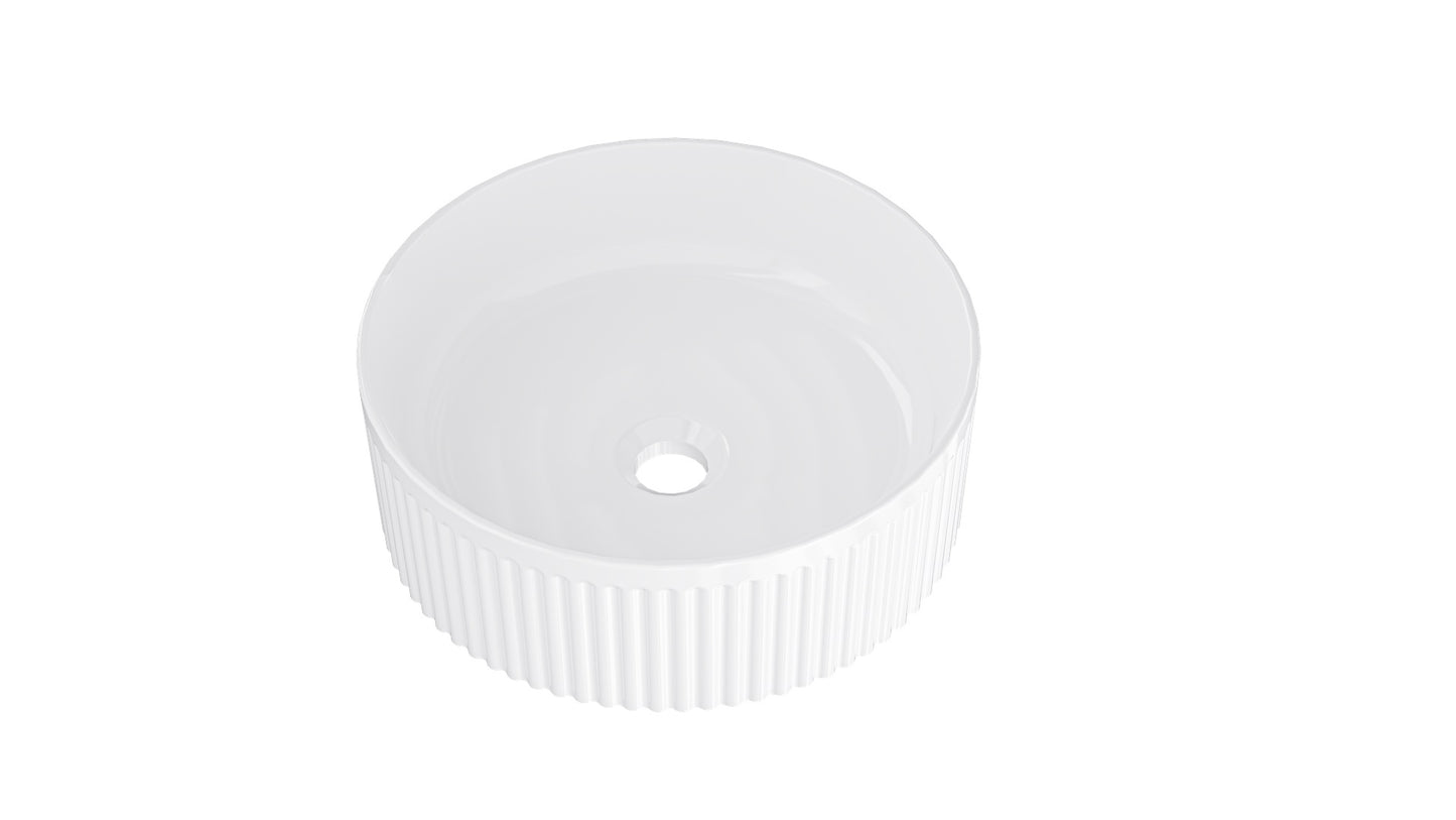 Infinity 365mm Round Above Counter Fluted Basin - Gloss White