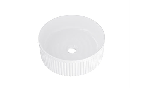 Infinity 365mm Round Above Counter Fluted Basin - Gloss White