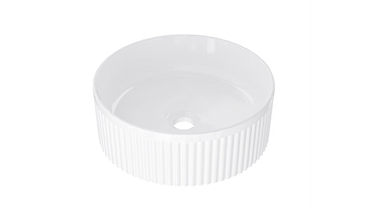 Infinity 365mm Round Above Counter Fluted Basin - Gloss White