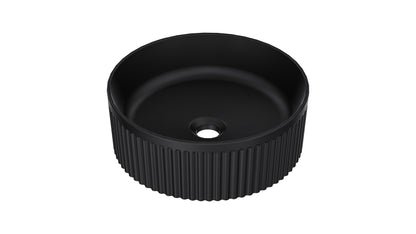 Infinity 370mm Round Above Counter Fluted Basin - Matte Black