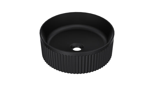 Infinity 370mm Round Above Counter Fluted Basin - Matte Black