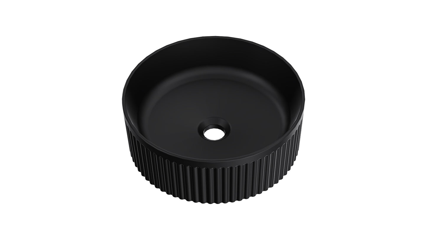 Infinity 370mm Round Above Counter Fluted Basin - Matte Black