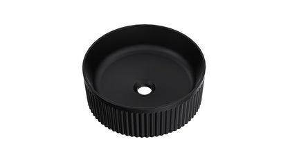 Infinity 370mm Round Above Counter Fluted Basin - Matte Black