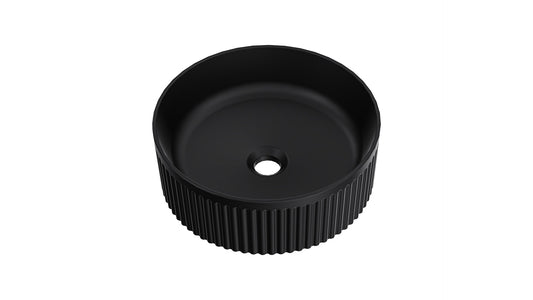 Infinity 370mm Round Above Counter Fluted Basin - Matte Black