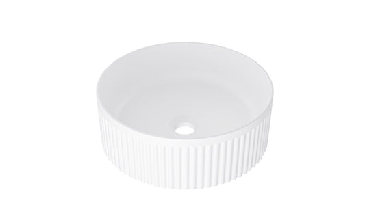 Infinity 370mm Round Above Counter Fluted Basin - Matte White