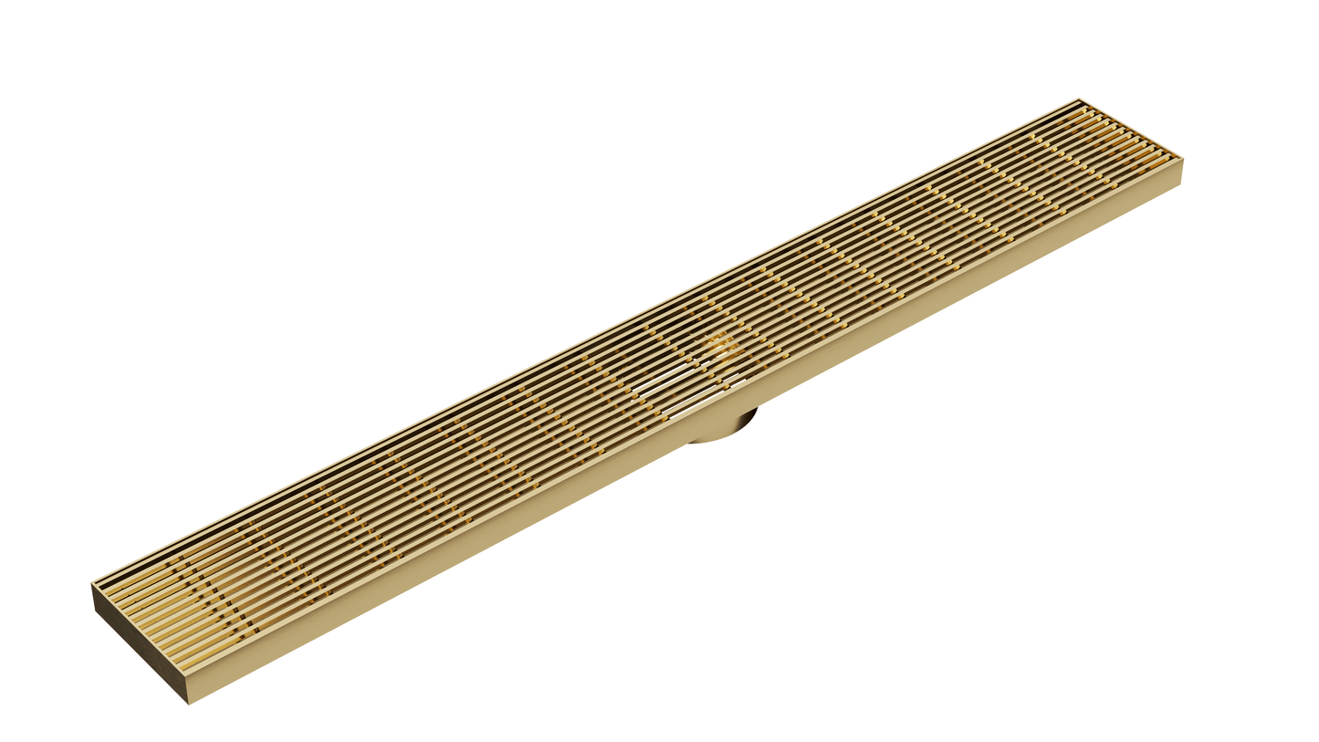 Ezyflow 800mm Heelguard Linear Waste DN89 - Brushed Brass