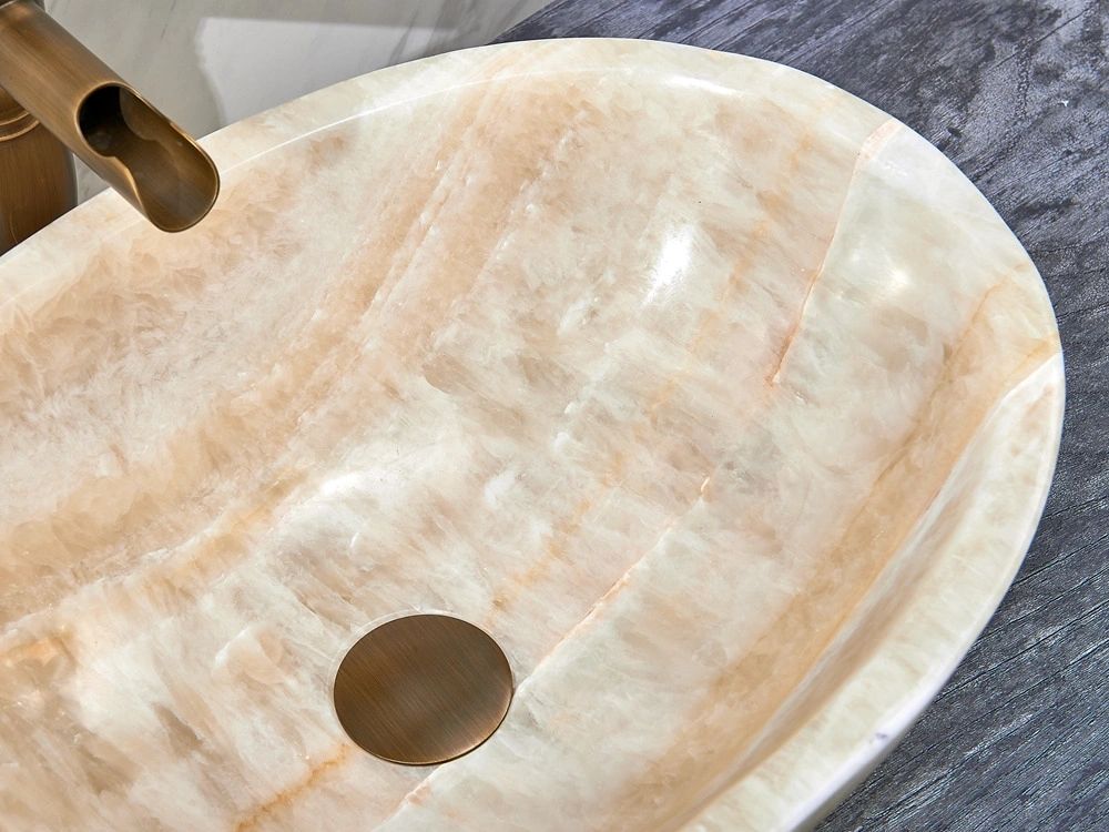 Natural Stone Yellow Onyx Basin 480*320*140