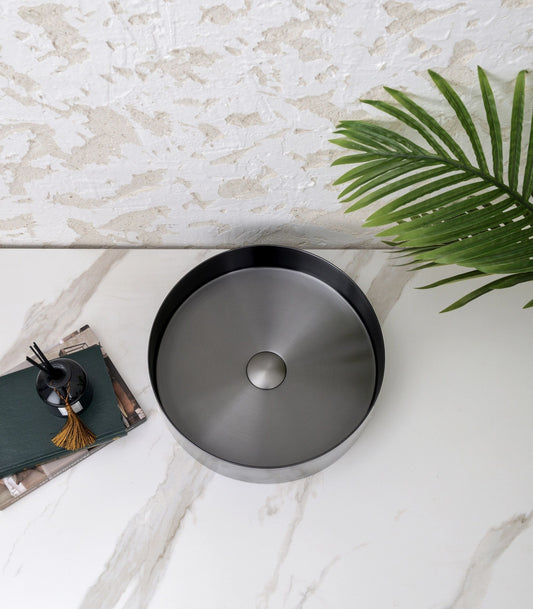 Handmade Stainless Steel Basin Handmade Stainless Steel - Gun MetalΦ380*110