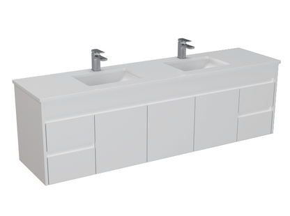 1800mm Polar Wall Hung Vanity PVC - Cabinet Only - Double Bowl - Gloss White