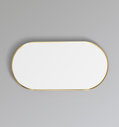600mm Aura Oval Aluminum Framed Mirror - Brushed Gold