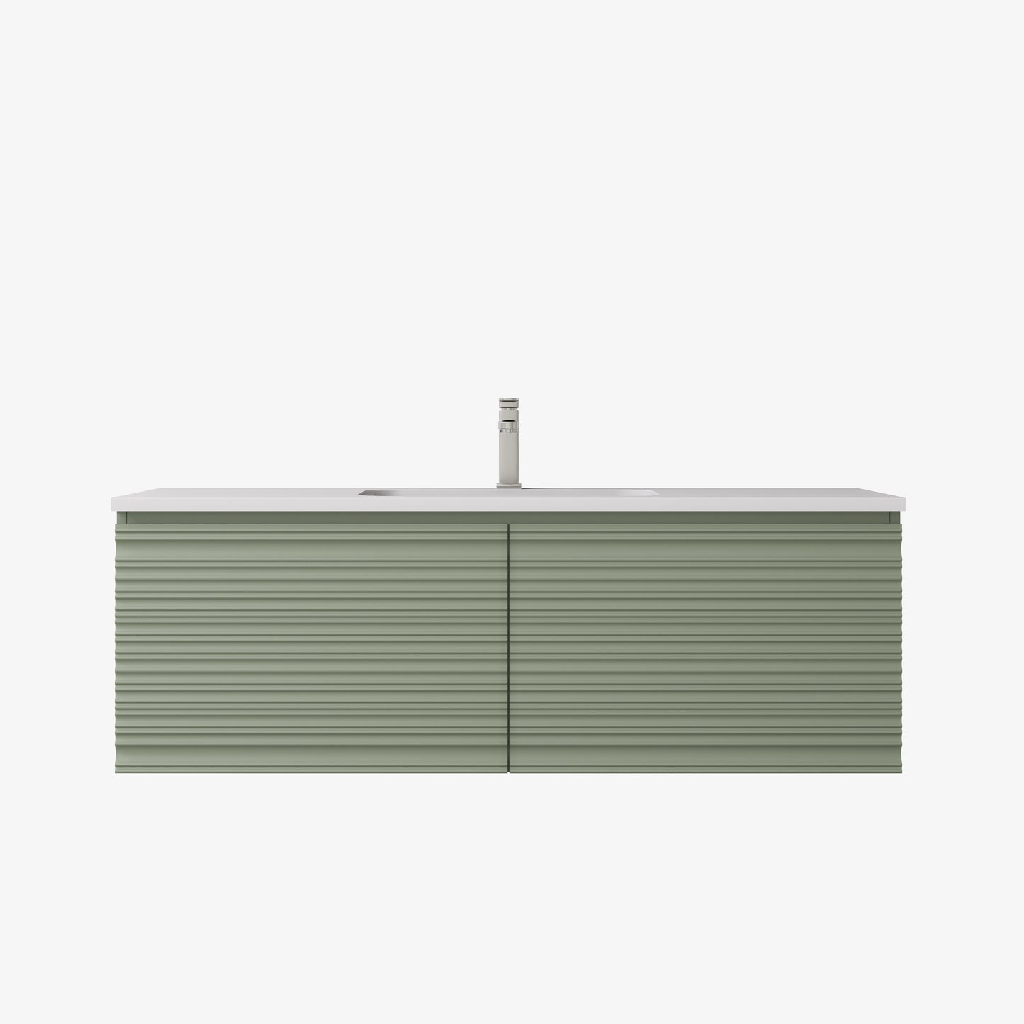 1200mm  Sedona Fluted Wall Hung PVC Single or Double  Bowl Cabinet - Olive Green - Cabinet Only