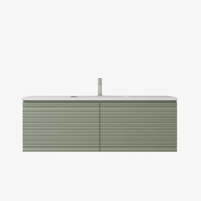 1200mm  Sedona Fluted Wall Hung PVC Single or Double  Bowl Cabinet - Olive Green - Cabinet Only
