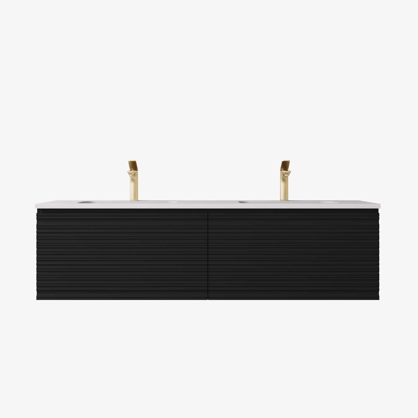 1200mm  Sedona Fluted Wall Hung PVC Single or Double  Bowl Cabinet - Matt Black - Cabinet Only