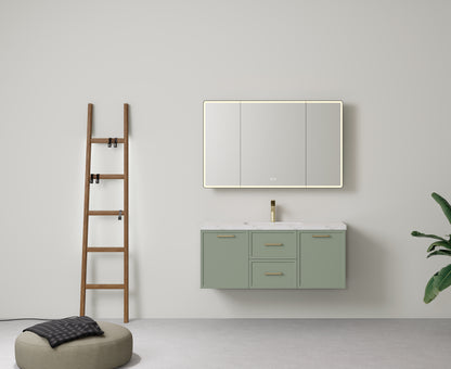 1200mm  Kingsley Federation Fluted Wall Hung PVC Single or Double  Bowl Cabinet - Olive Green - Cabinet Only
