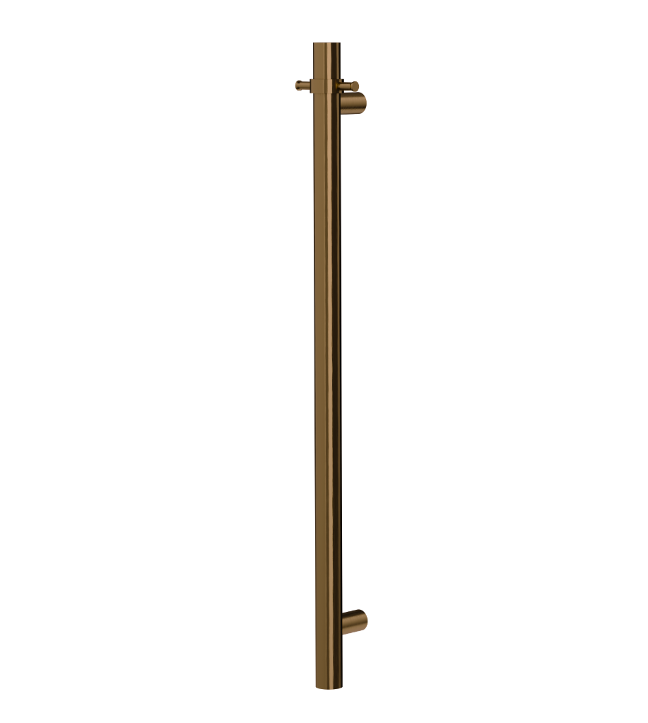 Allegra 12V Round Bar Vertical Heated Towel Rail - Aged Bronze