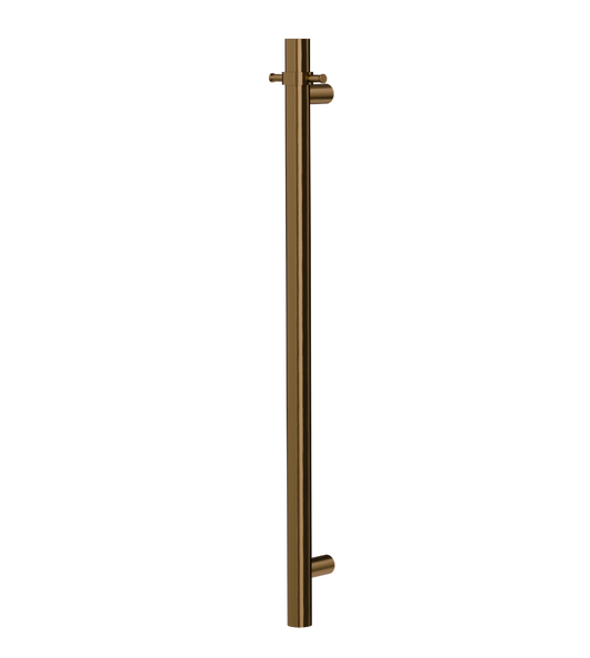 Allegra 12V Round Bar Vertical Heated Towel Rail - Aged Bronze