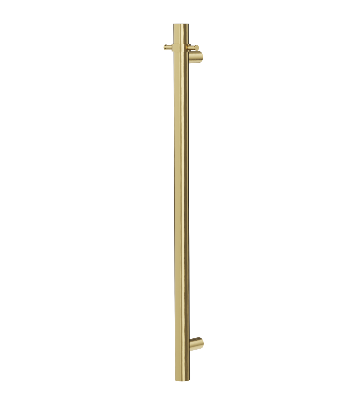 Allegra 12V Round Bar Vertical Heated Towel Rail with T-Bar - Brushed Brass