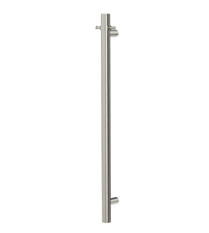Allegra 12V Round Bar Vertical Heated Towel Rail with T-Bar - Brushed Nickel