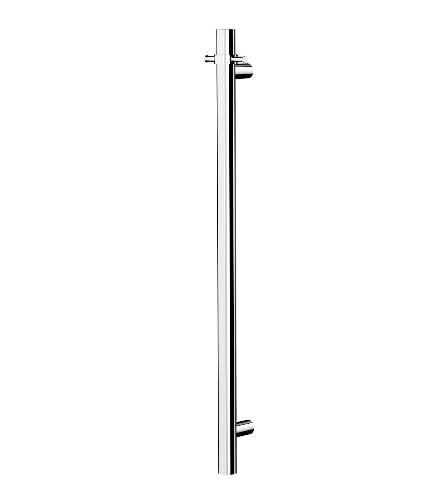 Allegra 12V Round Bar Vertical Heated Towel Rail with T-Bar - Chrome