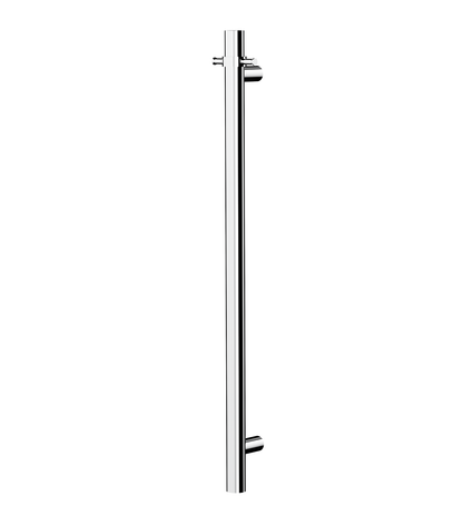 Allegra 12V Round Bar Vertical Heated Towel Rail with T-Bar - Chrome