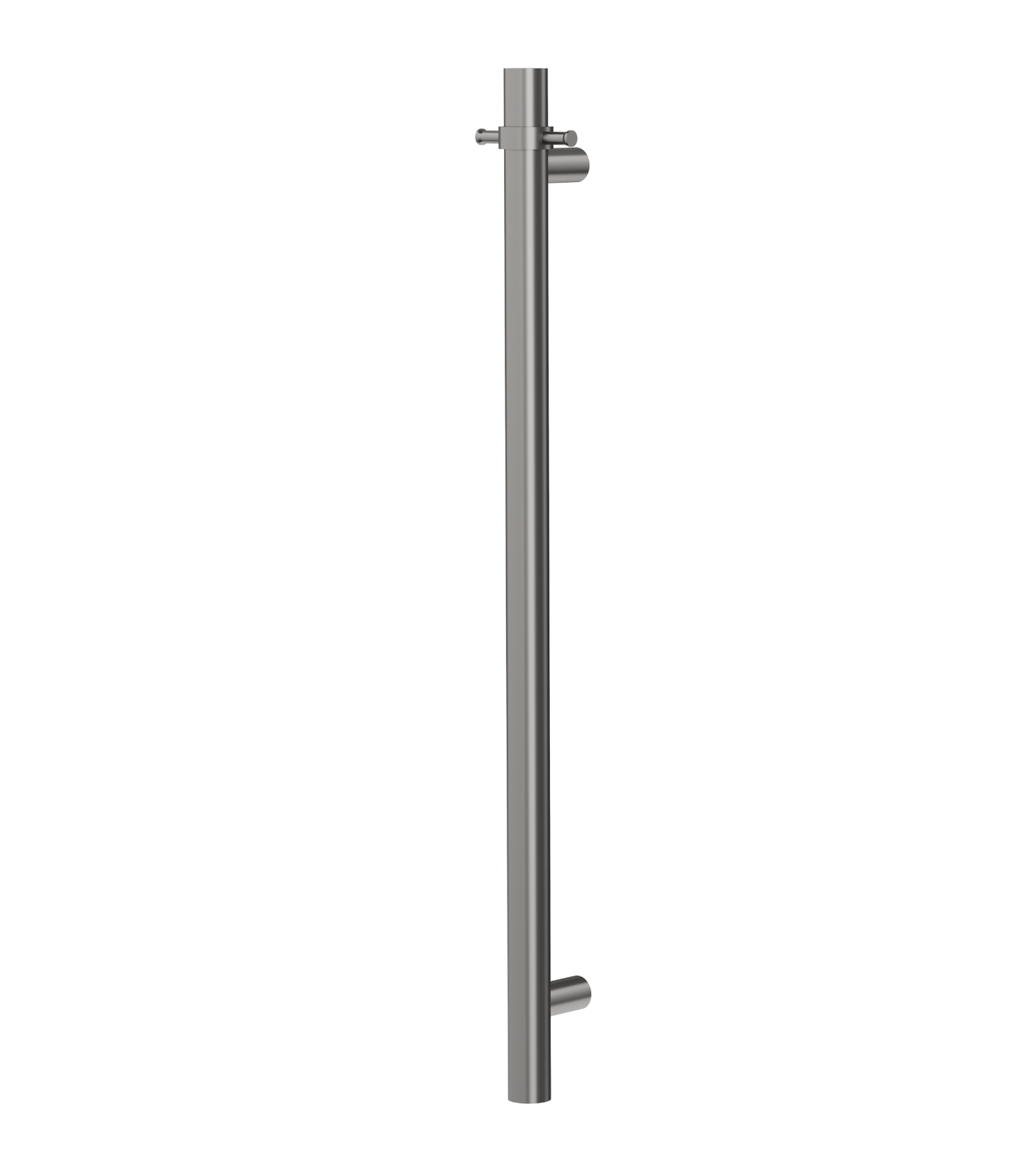 Allegra 12V Round Bar Vertical Heated Towel Rail with T-Bar - Gunmetal