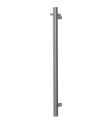 Allegra 12V Round Bar Vertical Heated Towel Rail with T-Bar - Gunmetal