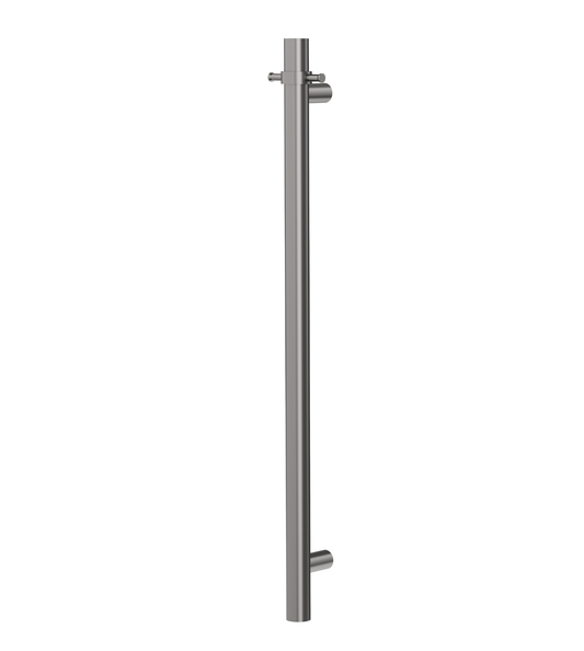 Allegra 12V Round Bar Vertical Heated Towel Rail with T-Bar - Gunmetal