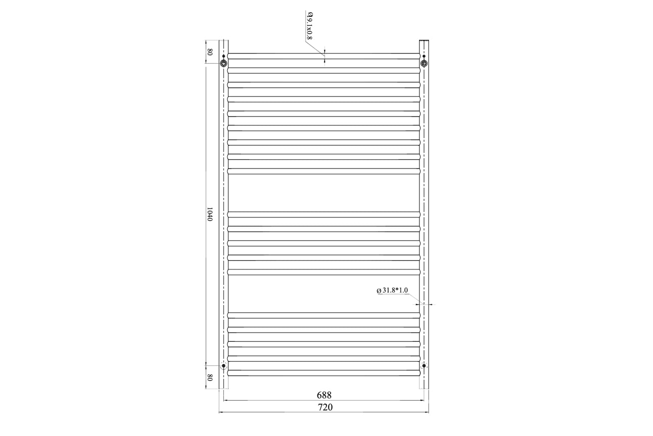 Allegra 19 Bar Wide Heated Towel Rail - Matte Black