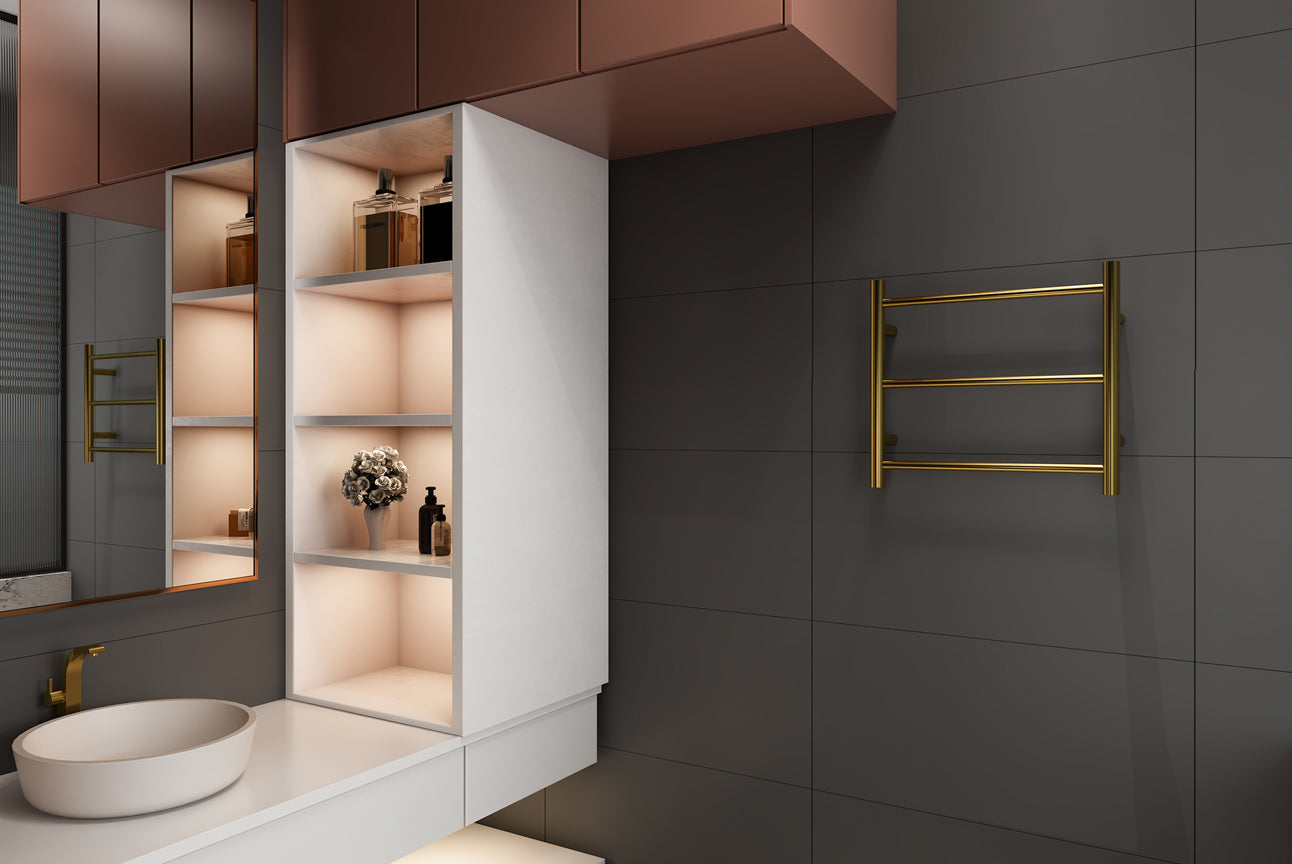 Avid 3 Bar Heated Towel Rail - Brushed Brass