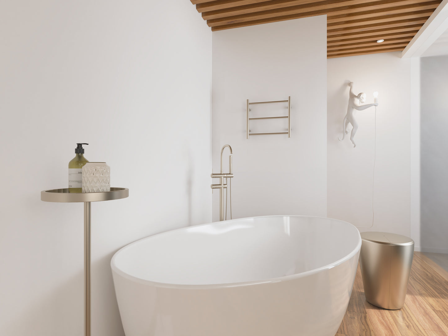 Avid 3 Bar Heated Towel Rail - Brushed Nickel