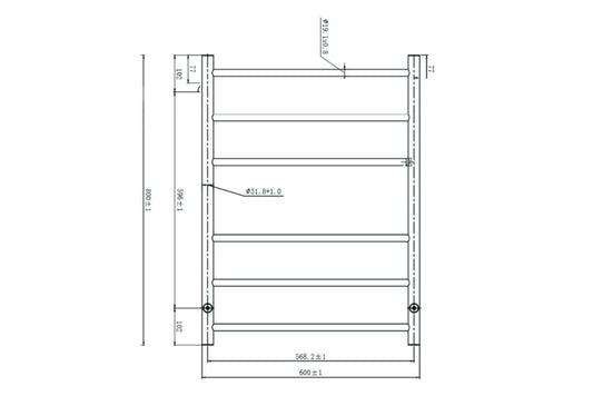 Avid 6 Bar Heated Towel Rail - Aged Bronze