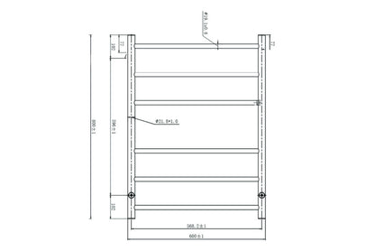 Avid 6 Bar Heated Towel Rail - Brushed Brass