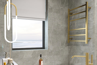 Spirit 6 Bar Heated Towel Rail - Brushed Brass