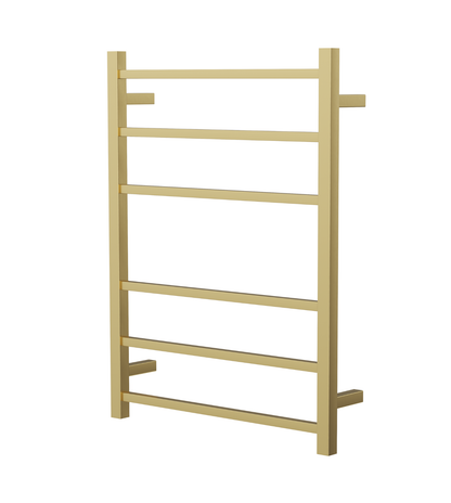 Spirit 6 Bar Heated Towel Rail - Brushed Brass