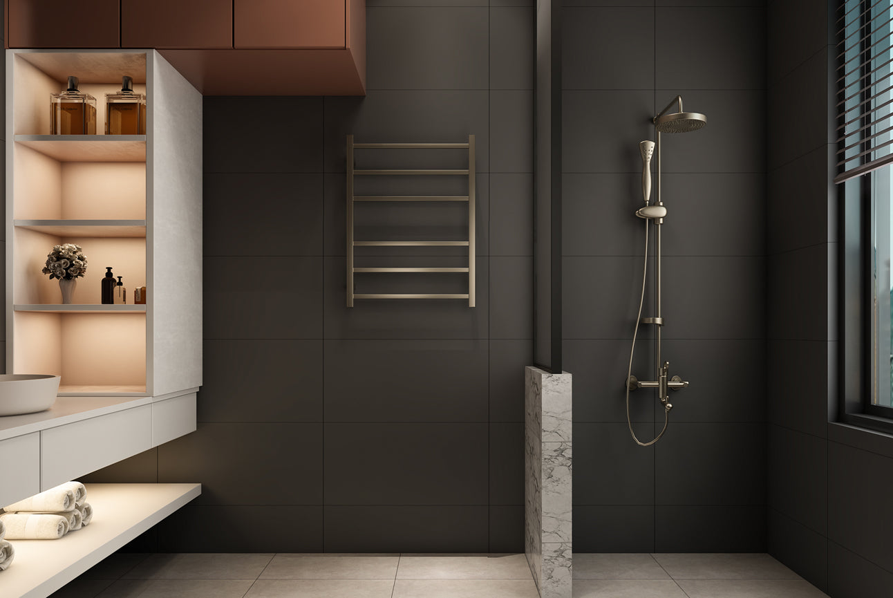 Spirit 6 Bar Heated Towel Rail - Brushed Nickel