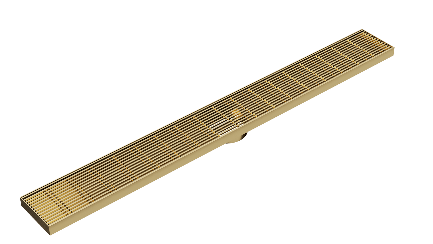 Ezyflow 900mm Heelguard Linear Waste DN89 - Brushed Brass