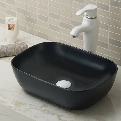 Matte Black Round-Edged Rectangle Ceramic Basin | 460x330x140mm |  K2426-CBK-M