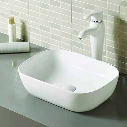 Gloss White Round-Edged Rectangle Ceramic Basin | 460x330x135mm | K2426