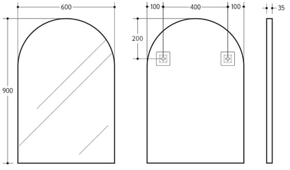 600mm Aura Arch Aluminum Framed Mirror - Brushed Nickel