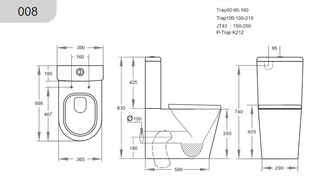Kasey  Back-to-Wall Toilet Suite - Gloss White