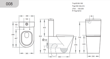 Kasey  Back-to-Wall Toilet Suite - Gloss White