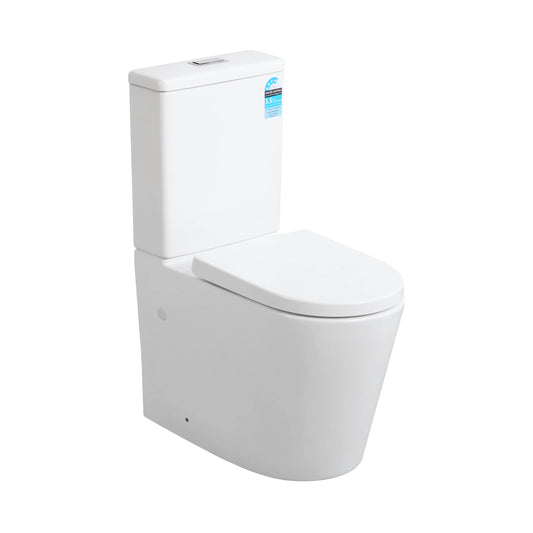 Avis Rimless Back-to-Wall Toilet Suite - Matte White
